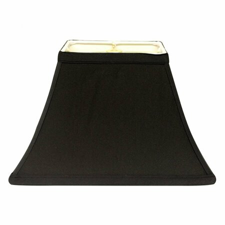 HOMEROOTS 16 in. Black with White Lining Rectangle Bell Shantung Lampshade 470008